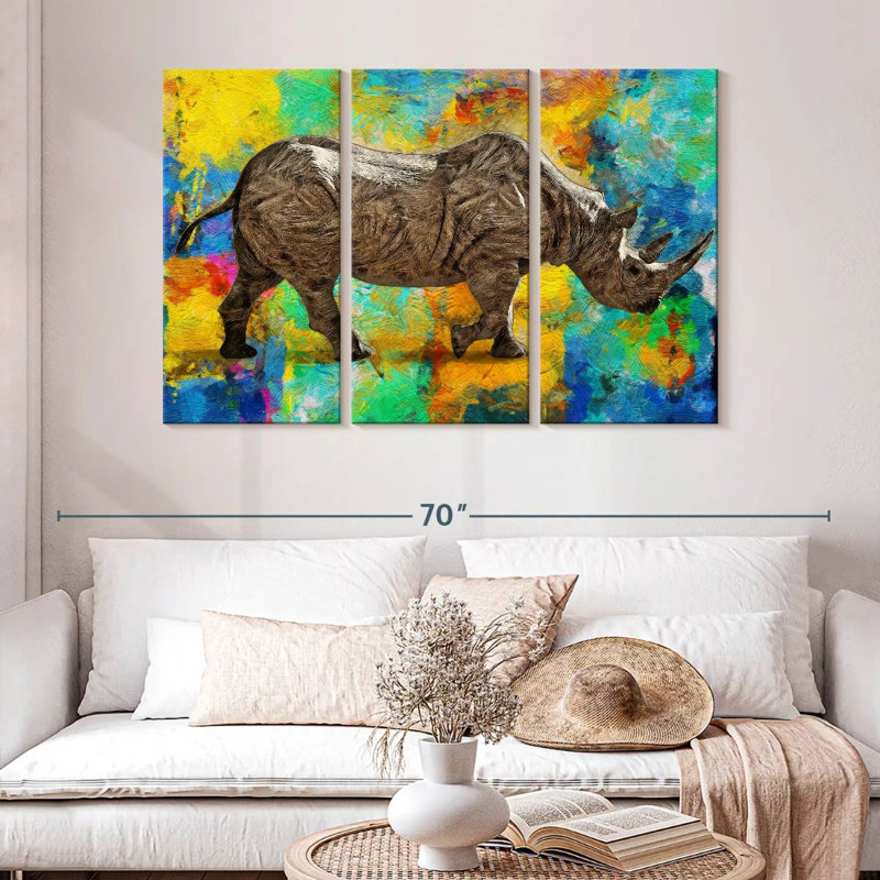 Fantaisie rhinocéros, H 32 po x l 50 po