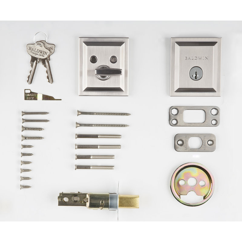 Satin Nickel Rectangular Single Cylinder Deadbolt with SmartKey