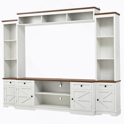Wall Unit Entertainment Center With Shelves For Tvs Up To 80", TV Stand Media Console With Cabinets And Adjustable Shelves For Living Room
