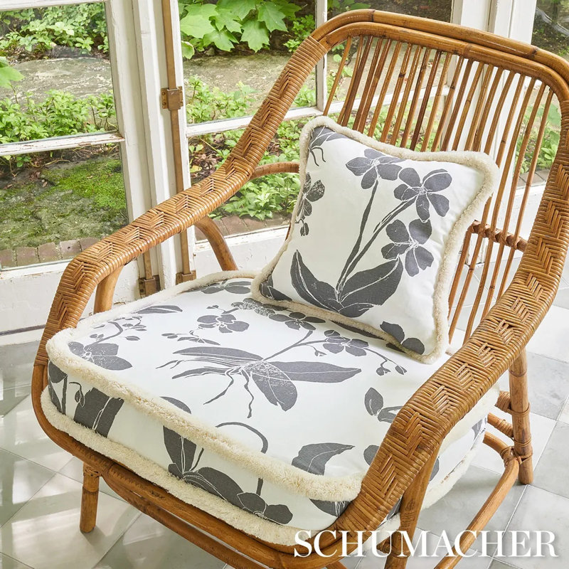 Schumacher x Hera Ford Orchids Have Dreams Fabric, Black/White