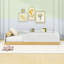 Lit plateforme simple tapissier avec sacs de rangement et lattes