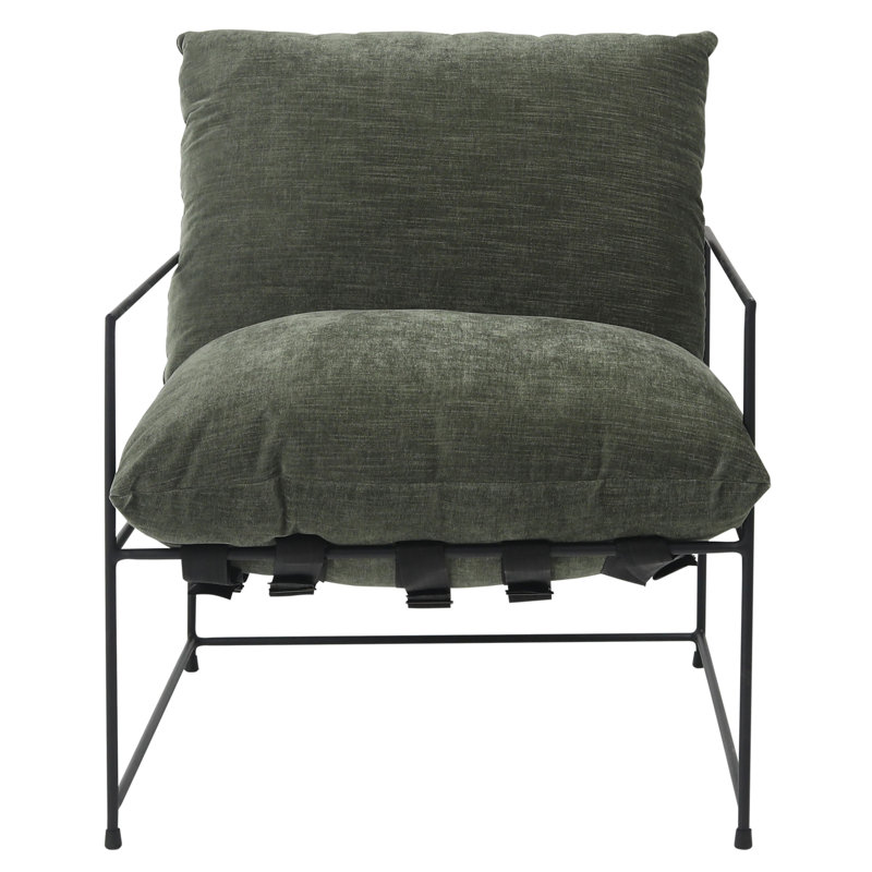 Inska Black Iron Hammock Style Occasional Chair, Green, 33" H x 28" W x 32" D