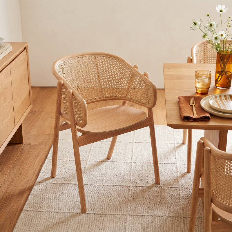 Caraline Rattan Back Dining Chair, Light Brown