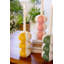  Ensemble de quatre porte-bougies en céramique à motif rayé et décoration de table