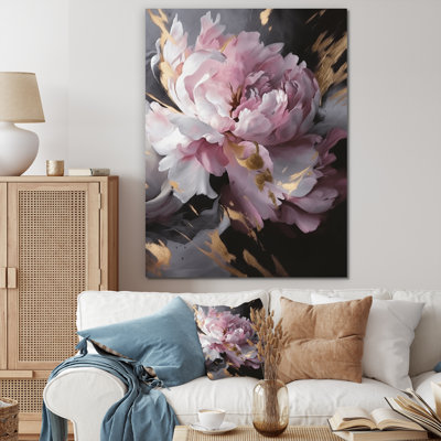 Harmonious Pink Grey Peony Flower II - Peonies Wall Art