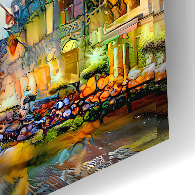 «Brussels Brussels Night» par Pierre Gavidia - peinture sans cadre, H 16 po x l 24 po x P 0,2 po