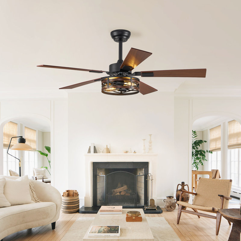 Ventilateur de plafond à 5 pales avec lumière et télécommande Cissline