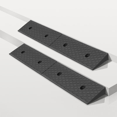Ensemble de 2 rampes en caoutchouc pour rampe, rampe d'allée robuste pour seuil de 2 po