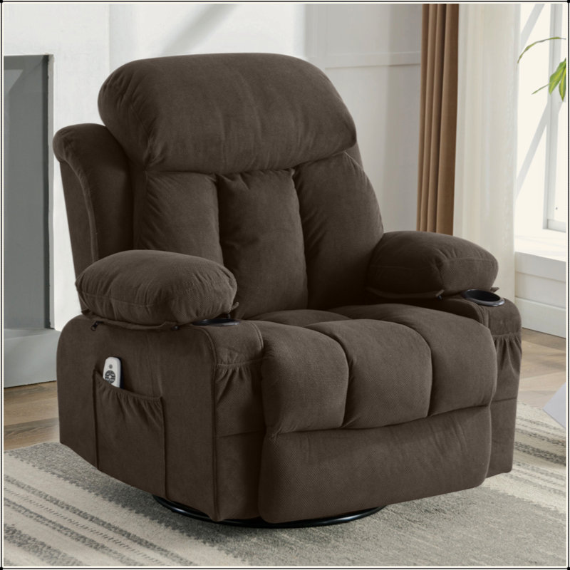 Swinging recliner massage heated sofa, Brown