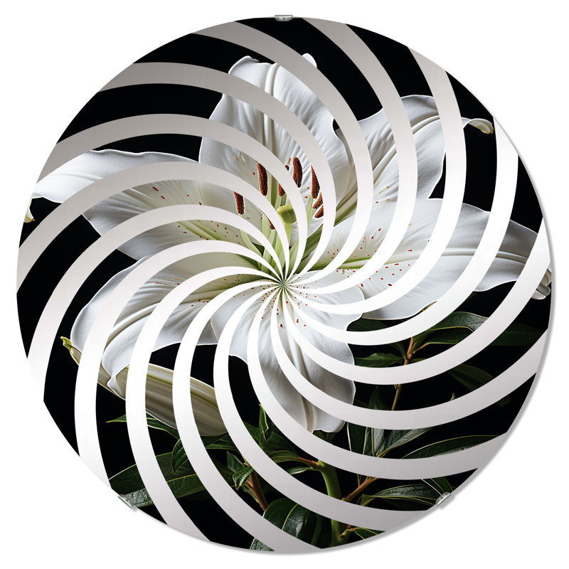 Miroir décoratif noir et blanc Lily Exquis I - Vortex, 31,4 po x 31,4 po