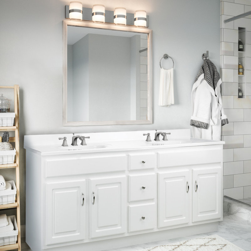 73-Inch White Cultured Marble Double Sink Vanity Top with Backsplash