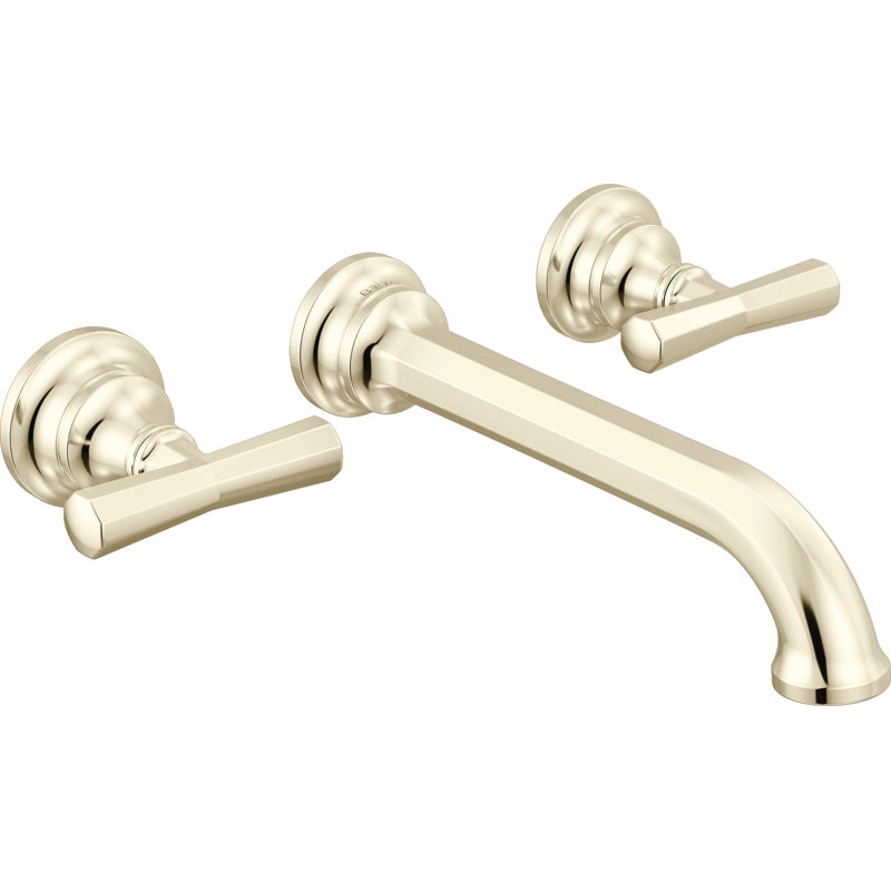 Beauclere™ Two-Handle Wall Mount Lavatory Faucet, Brilliance Luxe Gold, Cross Handle