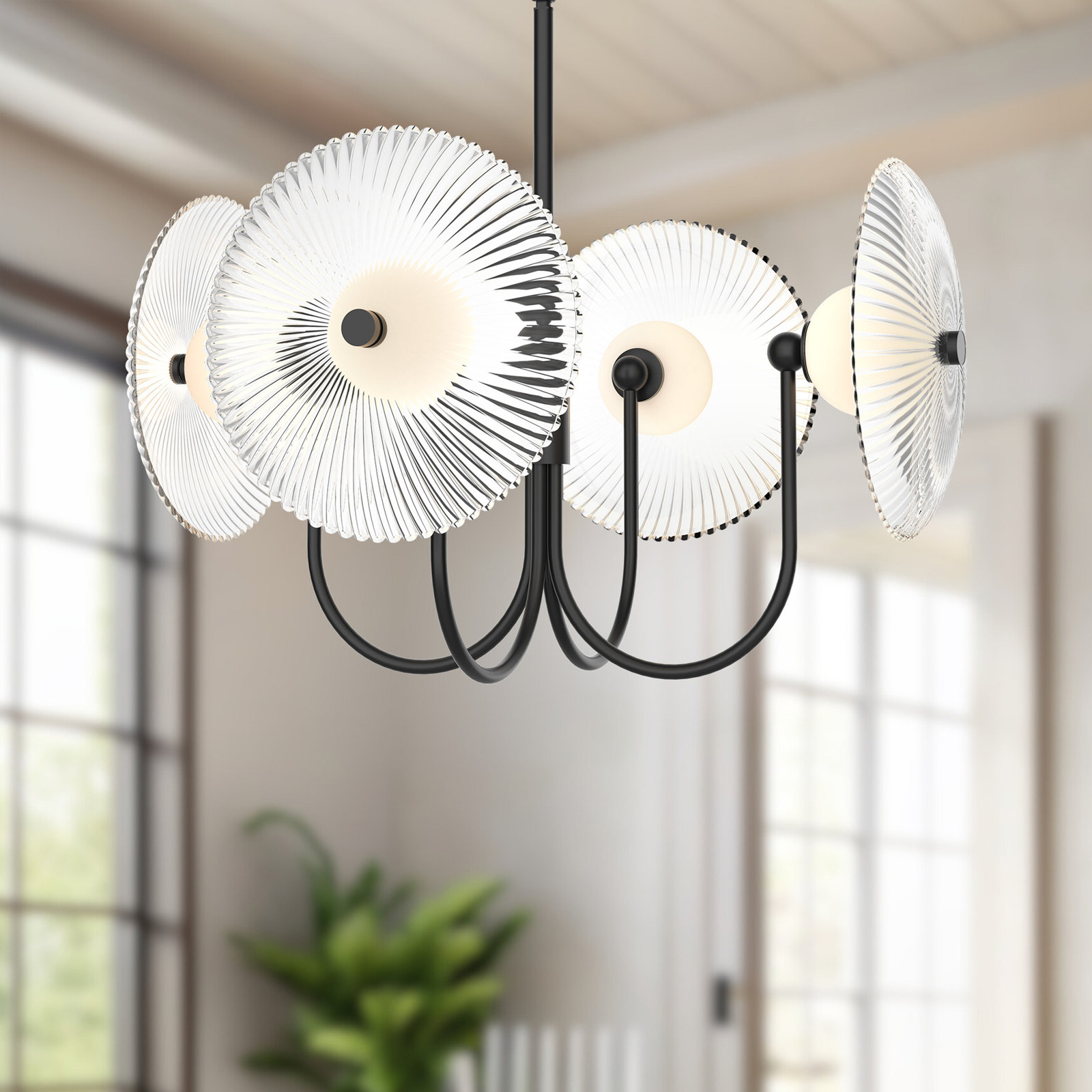 4-Light Chandelier, Matte Black