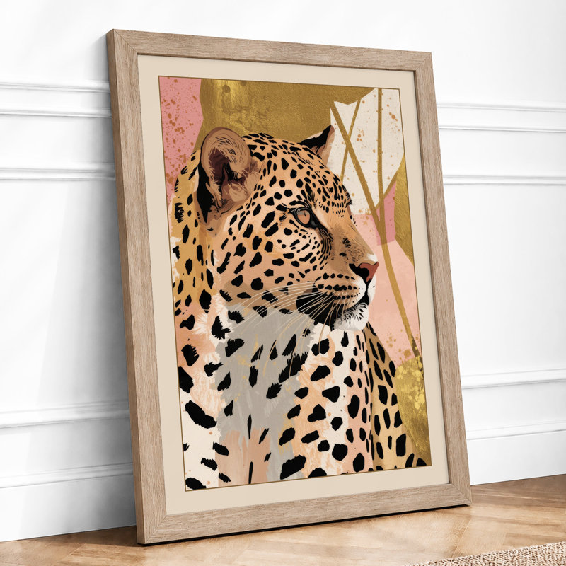 Leopard in Botanica Boho - Framed Print, A3 - 42.0 x 29.7 cm, Oak