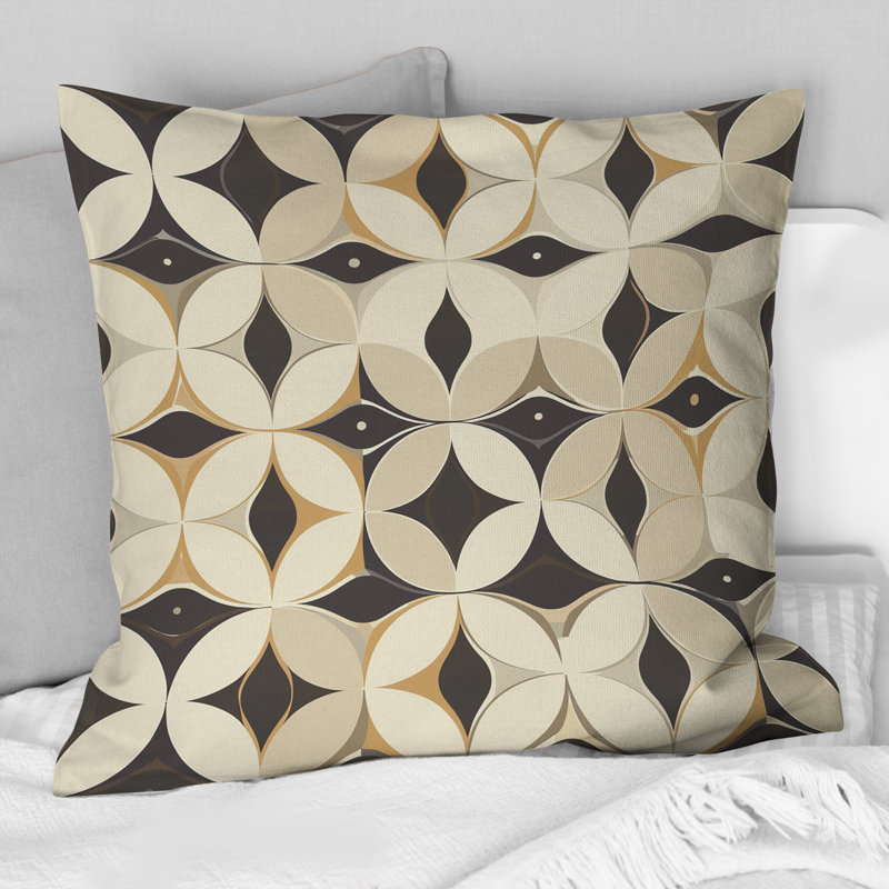 Coussin décoratif rétro beige Midcentury Circles III - Midcentury, H 16 po x l 16 po