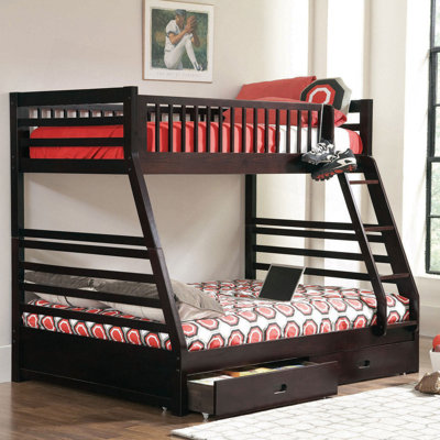 Cappuccino 2-drawers Twin Over Full Bunk Bed