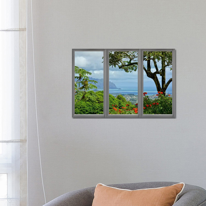 Vue de fenêtre d'Hawaï, impression sur verre acrylique, H 16 po x l 24 po x P 0,25 po