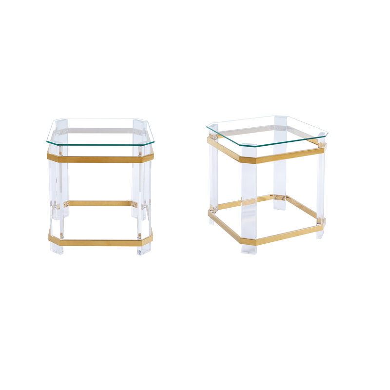 Vessica Glass Top Coffee Table, Gold
