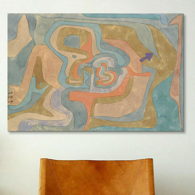 "flying away 1934" par paul klee, reproduction d’art sur toile, H 40 po x l 60 po x P 1,5 po, Toile tendue, Pas de tapis