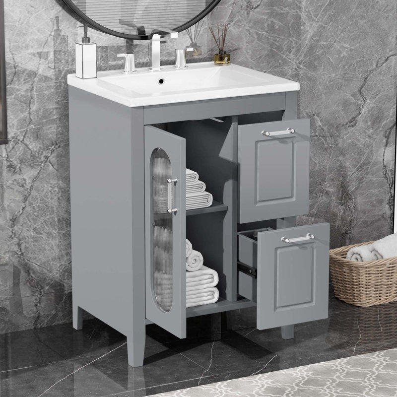 Modern Bathroom Vanity with Multiple Features for Enhanced Functionality, Gray