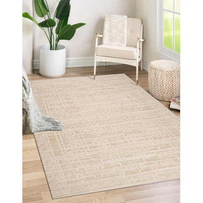 Tapis intérieur / extérieur en polypropylène beige / blanc Sadowski