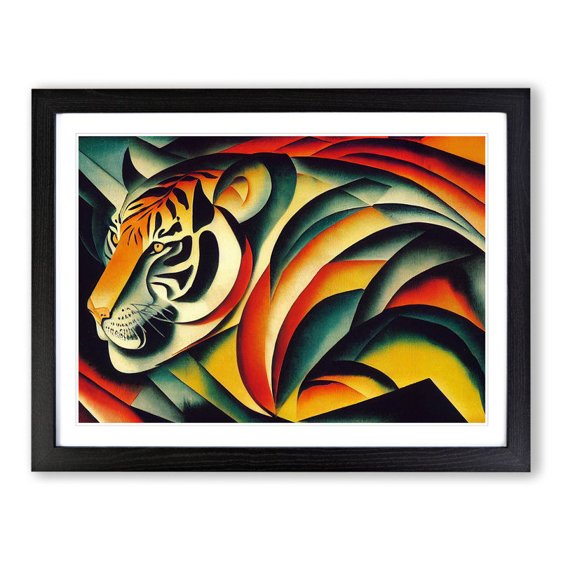 Abstract Tiger Painting - Framed Print, Black Framed, 46cm H x 64cm W x 2cm D