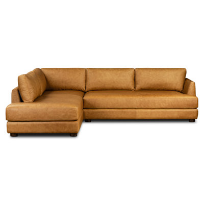 Catania 116.5" Full-Grain Italian Leather Bumper Sectional Sofa