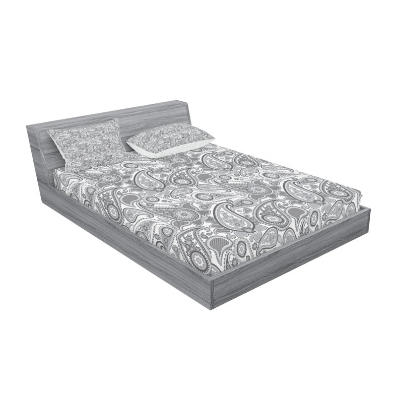 Microfiber Paisley Sheet Set, Paisley 1, Queen Sheet Set with 2 Pillowcases