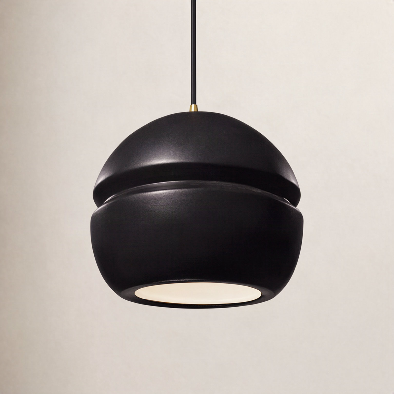 Logan Dimmable Globe Single Light Pendant, Carbon Matte Black, Antique Brass