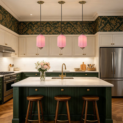1-light Mid Century Modern Brass Pendant Light