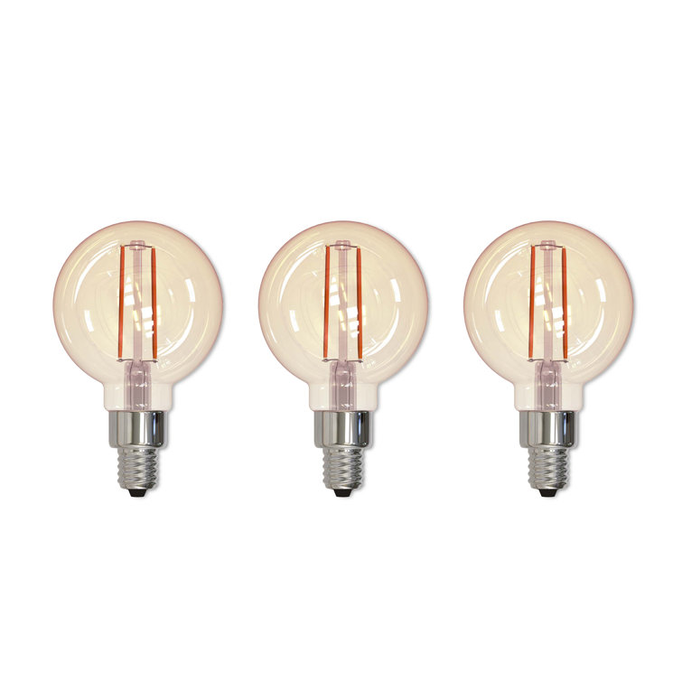 LED Filament G16 Nostalgic Thread Edison Light Bulb, 25 Watt Equivalent, 2100K