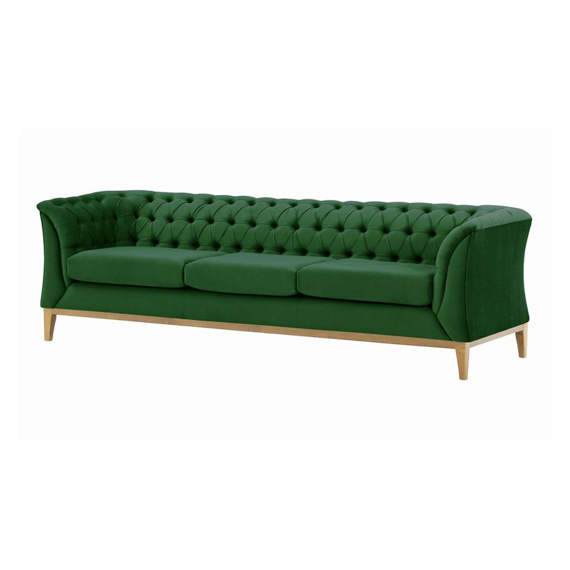 Burnham Velvet 3 Seater Sofa, Green