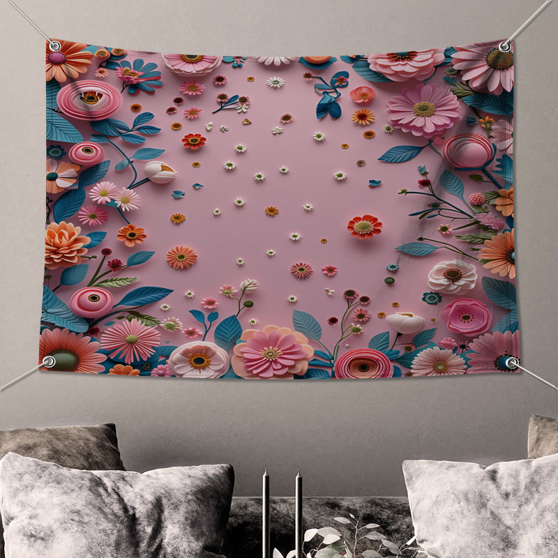Tapisserie murale en papier - Fleurs, 50 po H x 60 po L avec 4 œillets