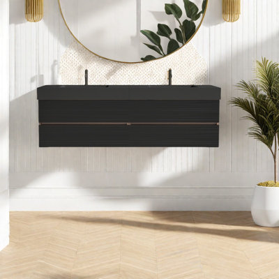 Meuble-lavabo moderne (avec meuble-lavabo et lavabo) avec rangement, meuble-lavabo double flottant de 72 pouces