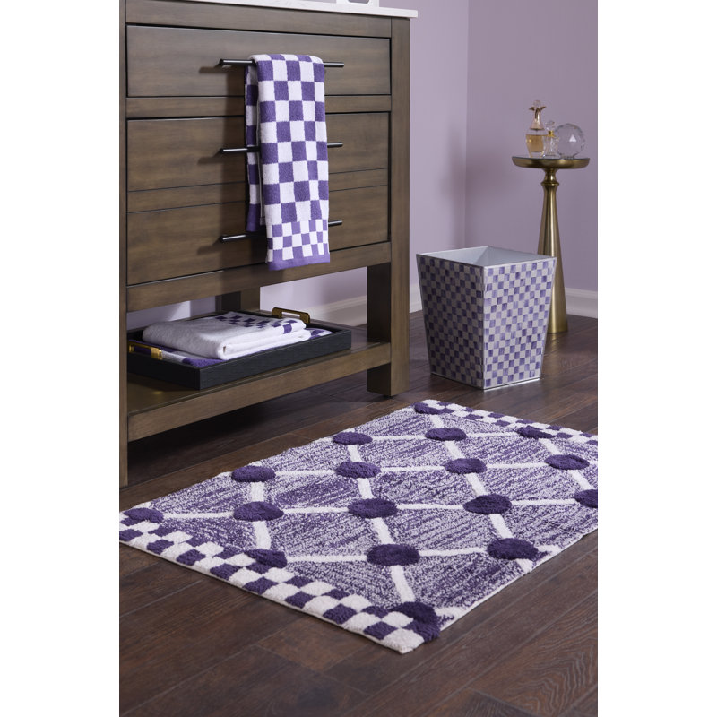 Violet Check Glass Waste Bin