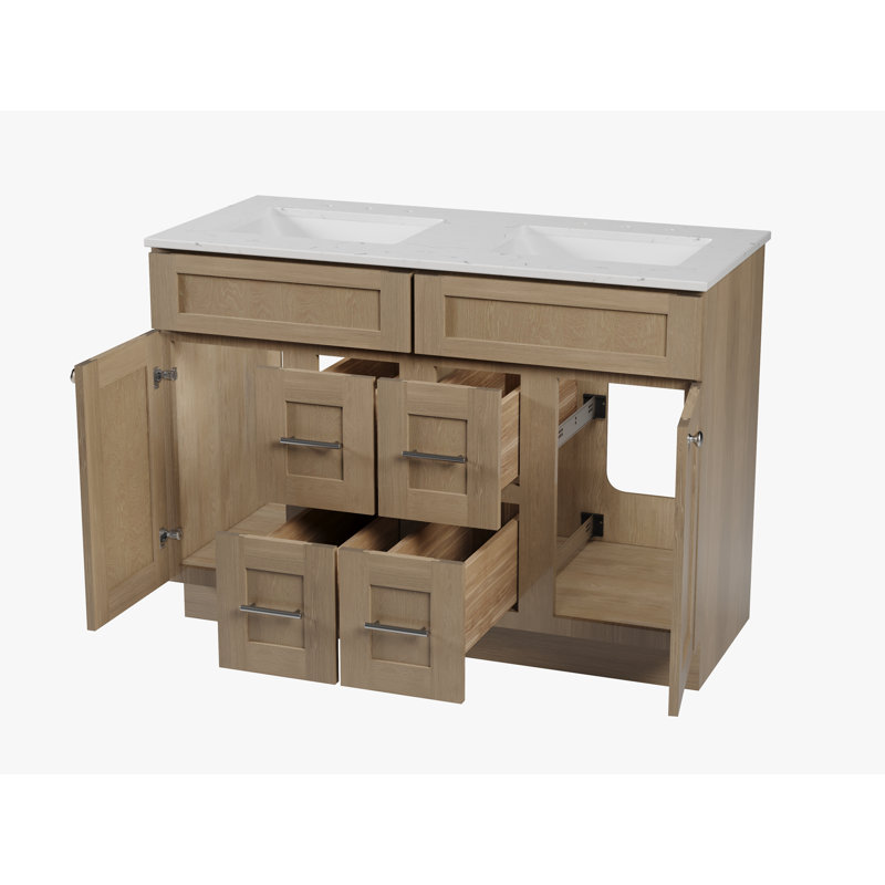 Tiroir de meuble-lavabo double 48 po Disar, Chêne naturel