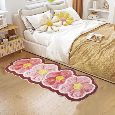 Luxury Cartoon Irregular Floral Area Rugs, Fluzzy Plush Shaggy Kawaii Ultra Soft And Absorbent Microfiber Bathroom Carpets, Non-Slip Door Mats Bedroom Bath Mat