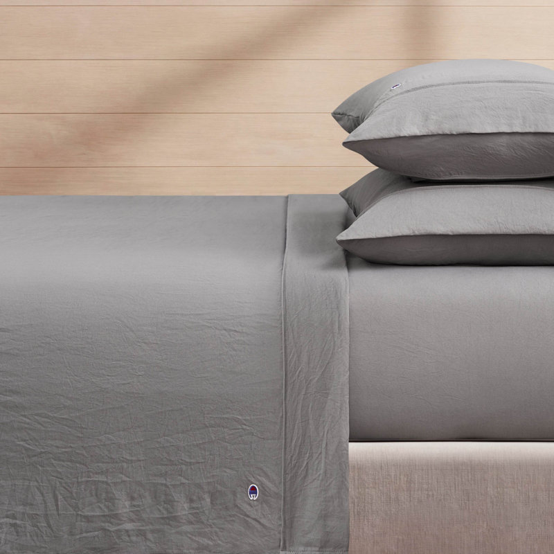 Champion Embroidery Patch Microfiber Sheet Set, Gray, Full