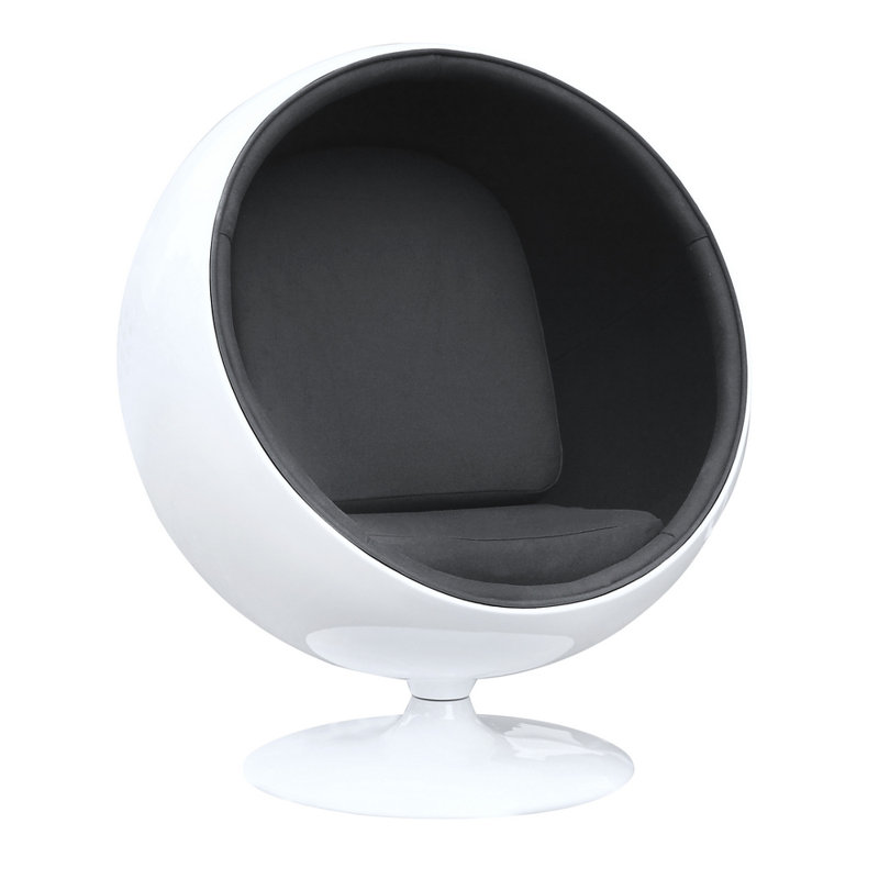 Fauteuil Globe, noir, Noir 100 % coton
