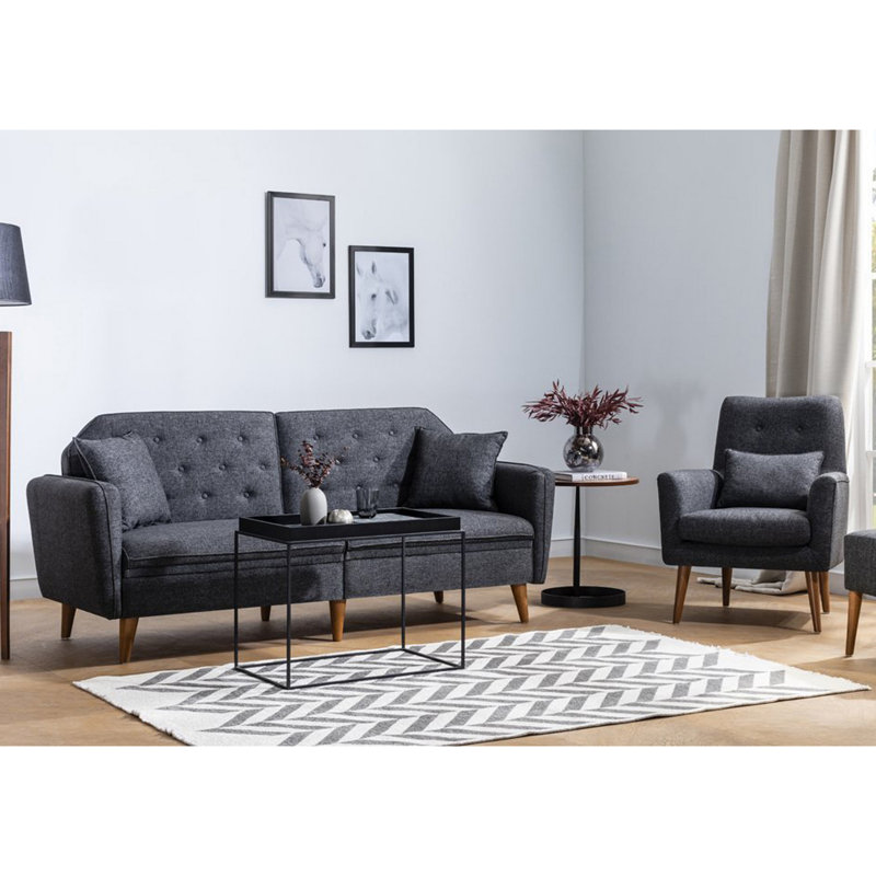 Ensemble de salon inclinable 2 pièces Audette, 100 % lin anthracite