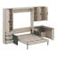 Grand lit escamotable mural avec rangement hydraulique, canapé, tablettes et tiroirs, éclairage DEL / USB-120675490