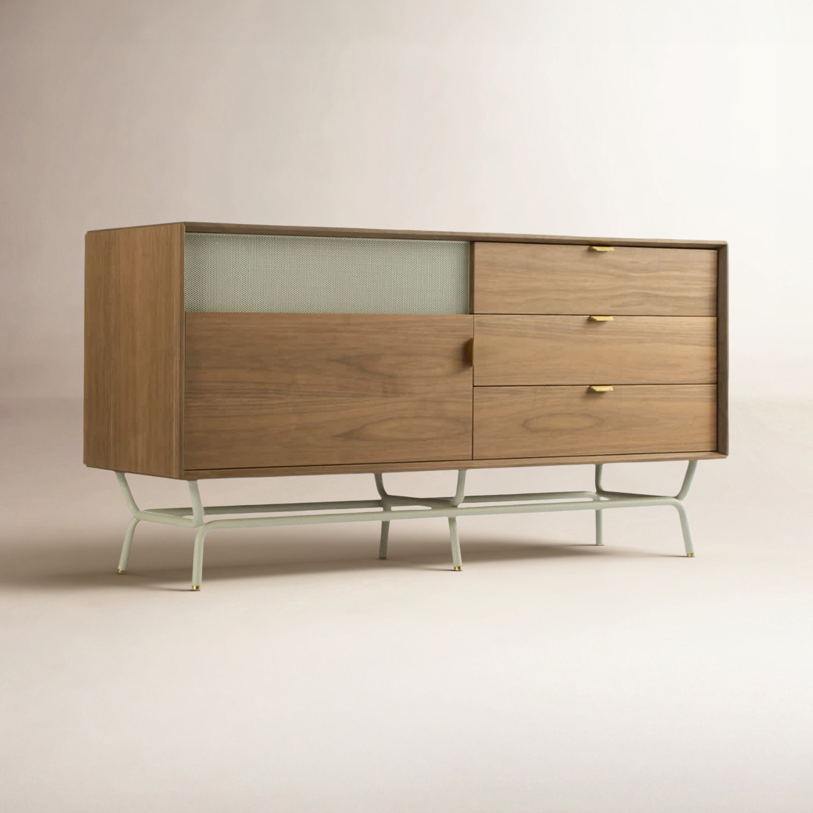 Dang 56'' Media Console, Walnut/Putty Gray