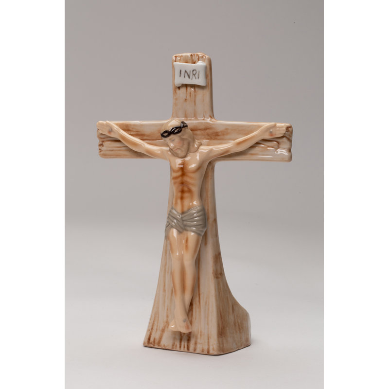 Fine Porcelain Crucifix Tealight Holder - 7 3/4"H