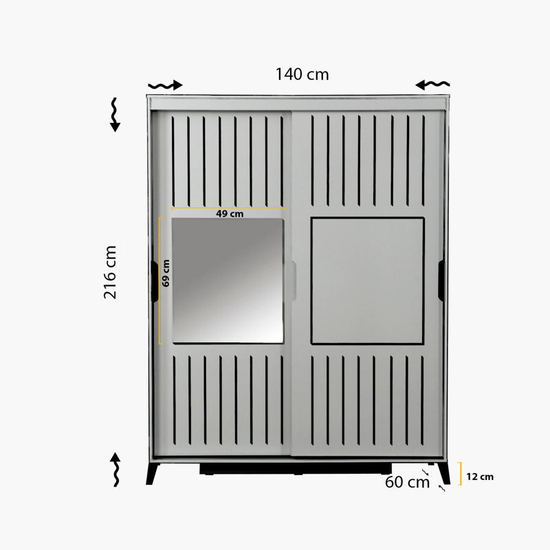 Suellen 2 Door Manufactured Wood Wardrobe, Oak