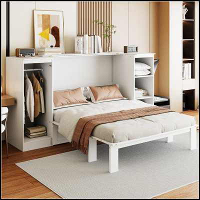Lit escamotable peu encombrant avec tablettes intégrées et garde-robe pour une vie moderne et un rangement amélioré