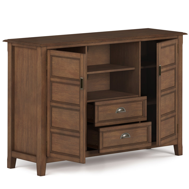 Burlington 54"W Solid Wood Transitional Tall TV Stand for TVs up to 60" with 2 Cabinets, 2 Drawers, and Adjustable Shelf