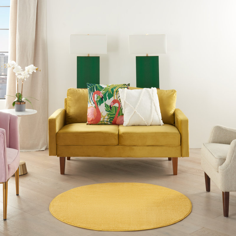 Tapis intérieur / extérieur jaune Nourison Essentials, Carré 5 pi