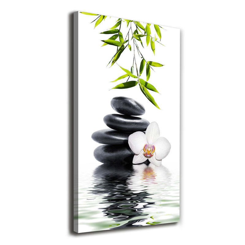 Orchid And Stones - Wrapped Canvas Print