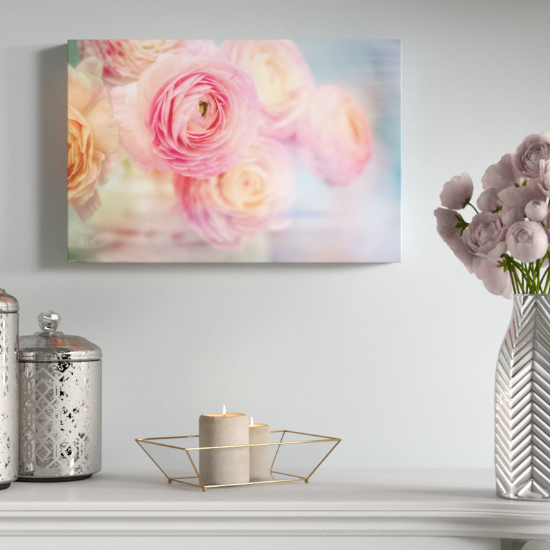 Fleurs en verre, reproduction de photo sur toile tendue, H 24 po x l 36 po x P 2 po