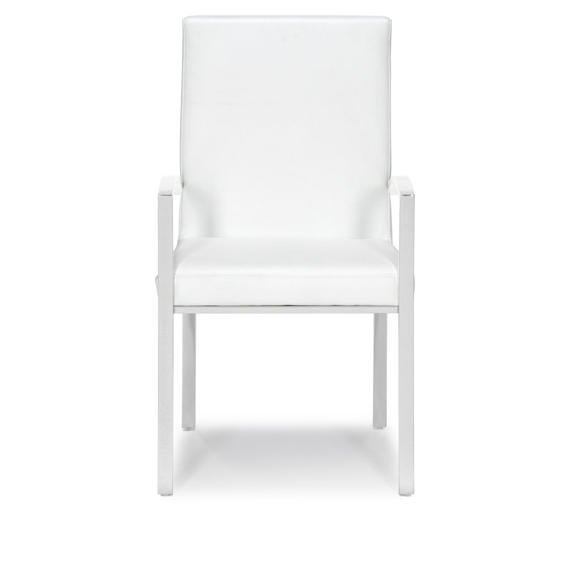Amira-Jess 17.5'' H Faux Leather Upholstered Armchair, Silver